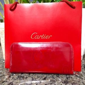 Cartier (Vintage) Dark Red "Happy Birthday" Leather Wallet **AUTHENTIC**